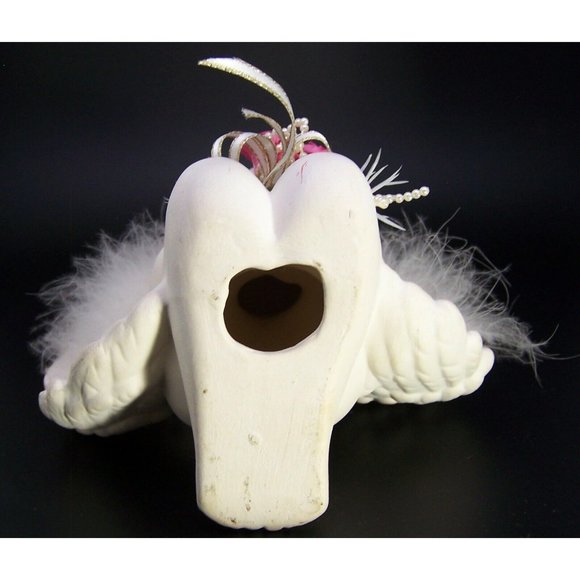 Angel Statue Small Pink Roses Ribbons Cherub Room Decor Memorial 6" - Picture 6 of 8